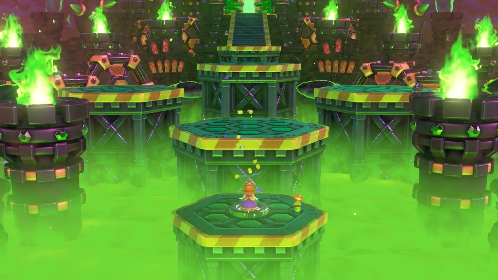Wide shot of the final levels of Petal Isles