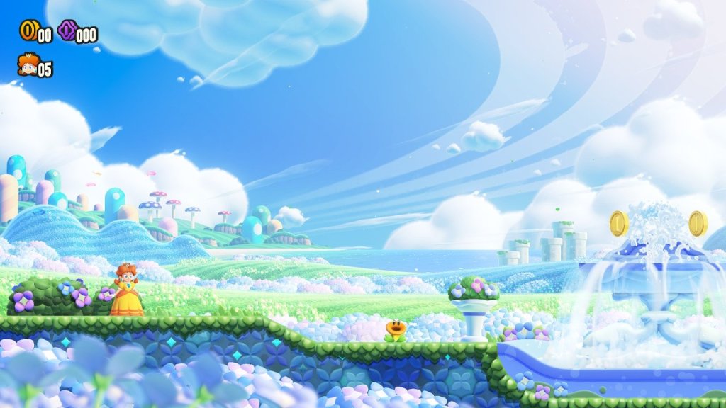 Background of the tutorial level with mushrooms.