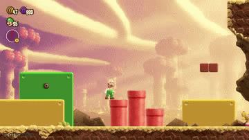 Luigi throwing fireballs while crouching